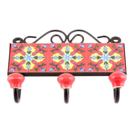  Red Turquoise Tiny Flower Tiles Hooks